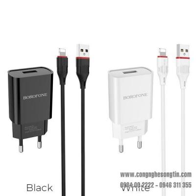 Bộ Cóc Cáp Sạc BOROFONE BA20A, BA-20A - Cổng Lightning 2.1A (EU)