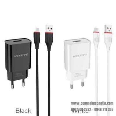 Bộ Cóc Cáp Sạc BOROFONE BA20A, BA-20A - Cổng Micro 2.1A (EU)