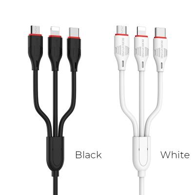 Dây Cáp Sạc 3 in 1 BOROFONE BX17, BX-17 3in1 - Cổng Lightning, Micro, Type C, 1m