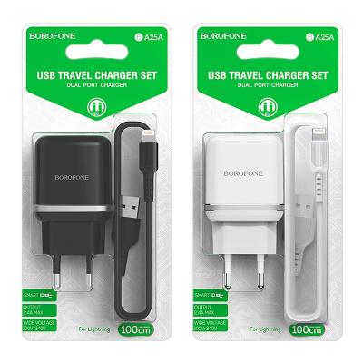 Bộ Cóc Cáp Sạc BA25A Borofone Cổng Lightning - 2 Cổng USB