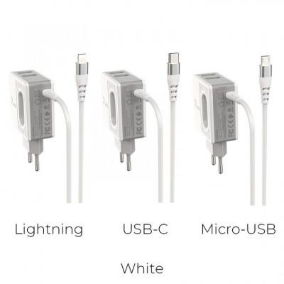 Bộ Cóc Cáp Sạc BA34 Borofone - 2 Cổng USB - Cổng Lightning chuẩn EU