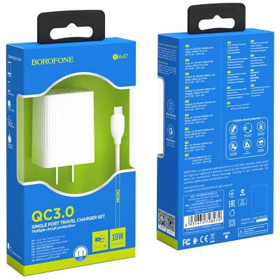 Bộ cóc cáp sạc nhanh QC3.0 BA47 Borofone cổng Micro-USB (US)