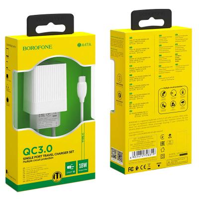 Bộ cóc cáp sạc nhanh QC3.0 BA47A Borofone cổng Type-C EU
