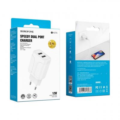 Cóc Sạc BA37A Borofone - 2 Cổng USB - chuẩn EU