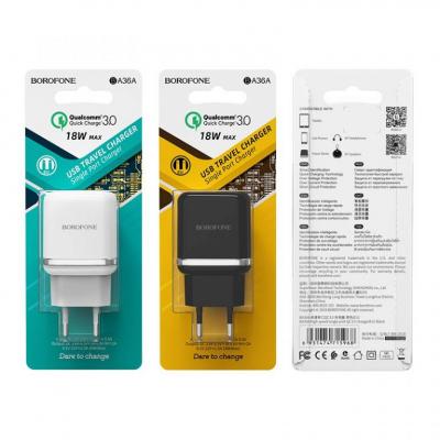 Cóc Sạc Nhanh BA36A QC3.0 Borofone - 1 Cổng USB - chuẩn EU