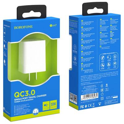Cóc sạc nhanh QC3.0 BA47 Borofone - 1 cổng sạc chuẩn US