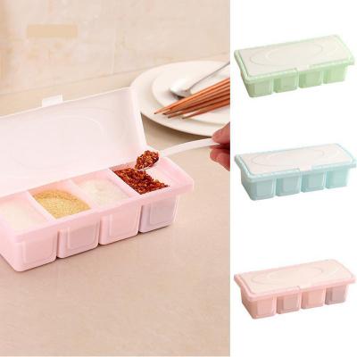 Combo 2 Hộp Nhựa Đựng Gia Vị 4 Ngăn Có Nắp