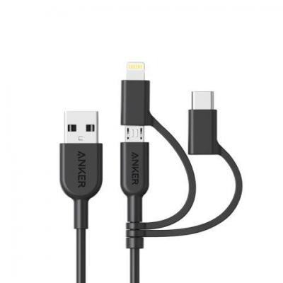 Cáp 3 in 1 Anker Powerline II 0.9M - A8436 Lightning - Type C - Micro USB