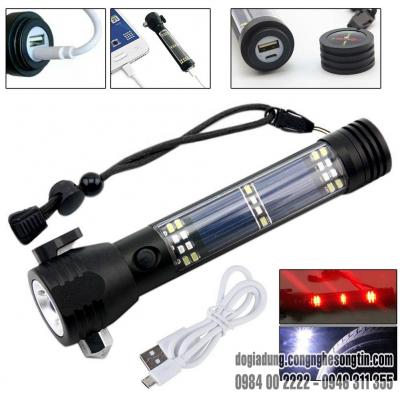 Đèn Pin Police 11 Chức Năng Solar Power Flashlight