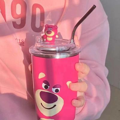 LY CỐC GIỮ NHIỆT HOẠ TIẾT GẤU DÂU LOSTO SIÊU XINH LÕI INOX 304 CHỐNG GỈ 450ML