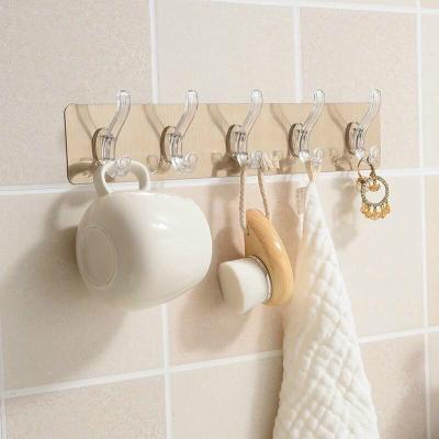 THANH TREO ĐỒ 6 MÓC TRONG SUỐT DÁN TƯỜNG SIÊU DÍNH