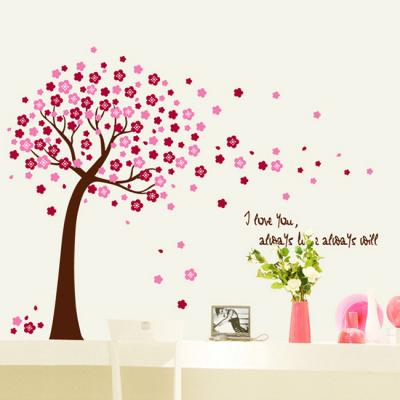 Decal Dán Tường Hoa Đào Đỏ
