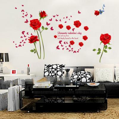 Decal Dán Tường Hoa Hồng Và Bướm