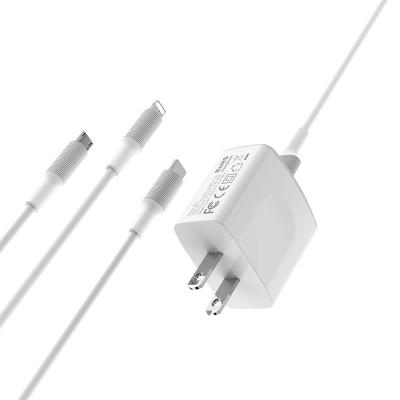 Bộ Cóc Cáp Sạc BOROFONE BA3 3in1, BA-3 3 in 1 - Cổng Lightning, Cổng Micro, Cổng Type C (US)