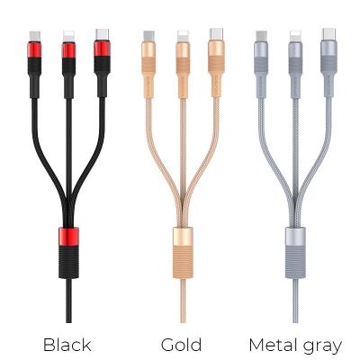 Dây Cáp Sạc 3 in 1 BOROFONE BX21, BX-21 3in1 - Cổng Lightning, Cổng Micro, Cổng Type C 1m