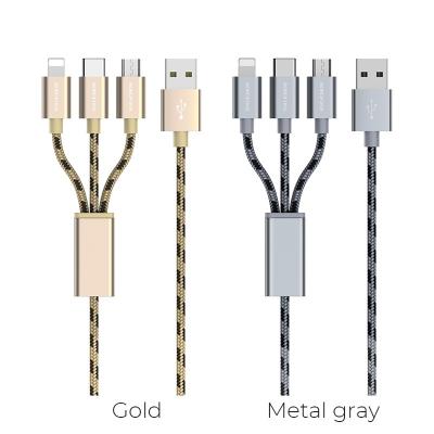 Dây Cáp Sạc 3in1 BOROFONE BX24, BX-24 3 in 1- Cổng Lightning, Cổng Micro, Cổng Type C 1m