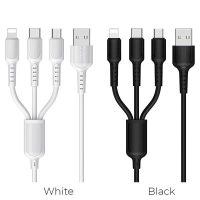 Dây Cáp Sạc 3 in 1 BOROFONE BX16, BX-16 3in1 - Cổng Lightning, Cổng Micro, Cổng Type C 1m
