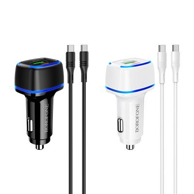 Bộ Cóc Cáp Sạc Xe Hơi Borofone BZ14A QC3.0, BZ-14A Cổng Type C ra Type C