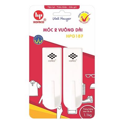 Bộ 2 Móc Treo Vuông Dài Dán Tường Siêu Dính - Chịu Lực 1kg