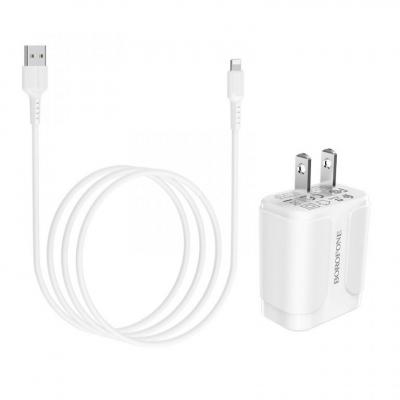 Bộ Cóc Cáp Sạc Nhanh BOROFONE BA37 2 cổng USB, Cáp Micro USB, chuẩn US