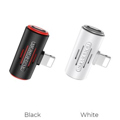 Jack Chuyển Đổi Từ BOROFONE BV6 2in1, BV-6 Lightning 2 in 1 - 1 Đầu Sạc Lightning, 1 Đầu Tai Nghe Lightning