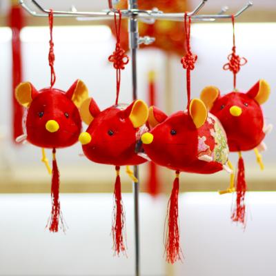 Dây Treo trang trí Chuột bông Gấm tài lộc 2020 12cm