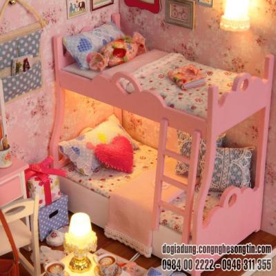 Nhà Đồ Chơi Búp Bê Láp Ráp Có Đèn