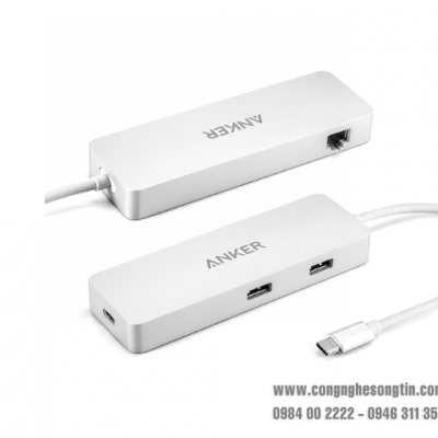 Bộ Chia Cổng Anker USB-C Hub, Ethernet và Power Delivery - A8302
