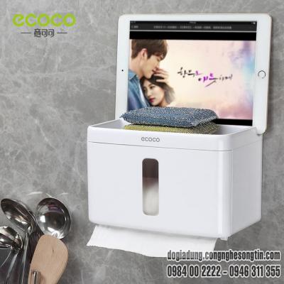 Ecoco Hộp Đựng Giấy Vệ Sinh Chữ Nhật Có Khay Để Điện Thoại