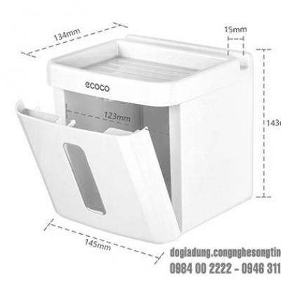 Ecoco Hộp Đựng Giấy Vệ Sinh Vuông Có Khay Để Điện Thoại